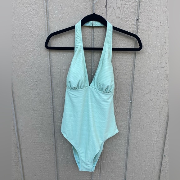 Cupshe Halter One Piece Ribbed Bathing Suit Mint Green Size Large NWT - Picture 1 of 5